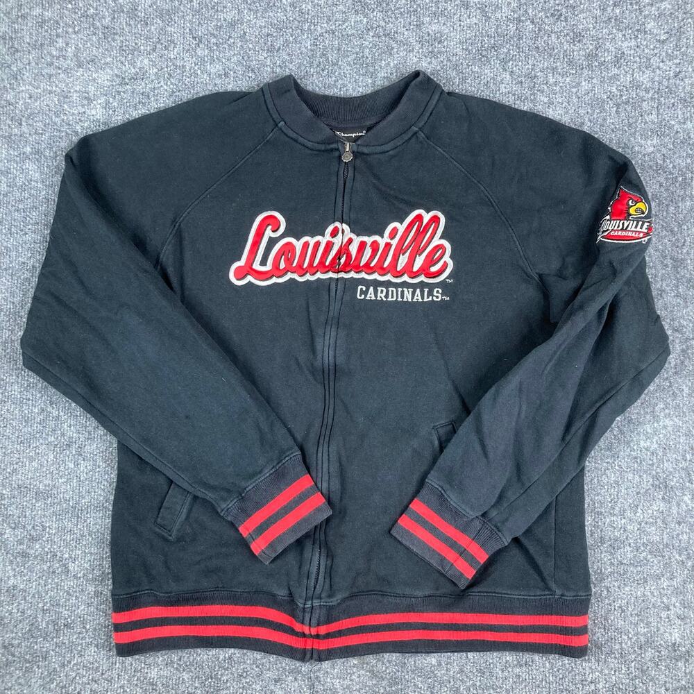 Champion Louisville Cardinals‎ Jacket Womens XL Black Full Zip NCAA